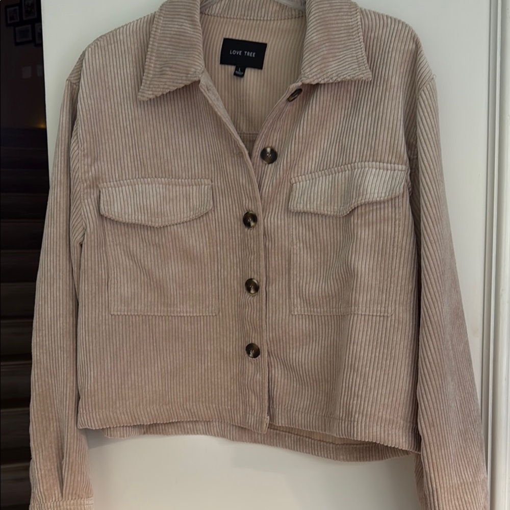Love Tree Women's Beige Corduroy Utility Jacket